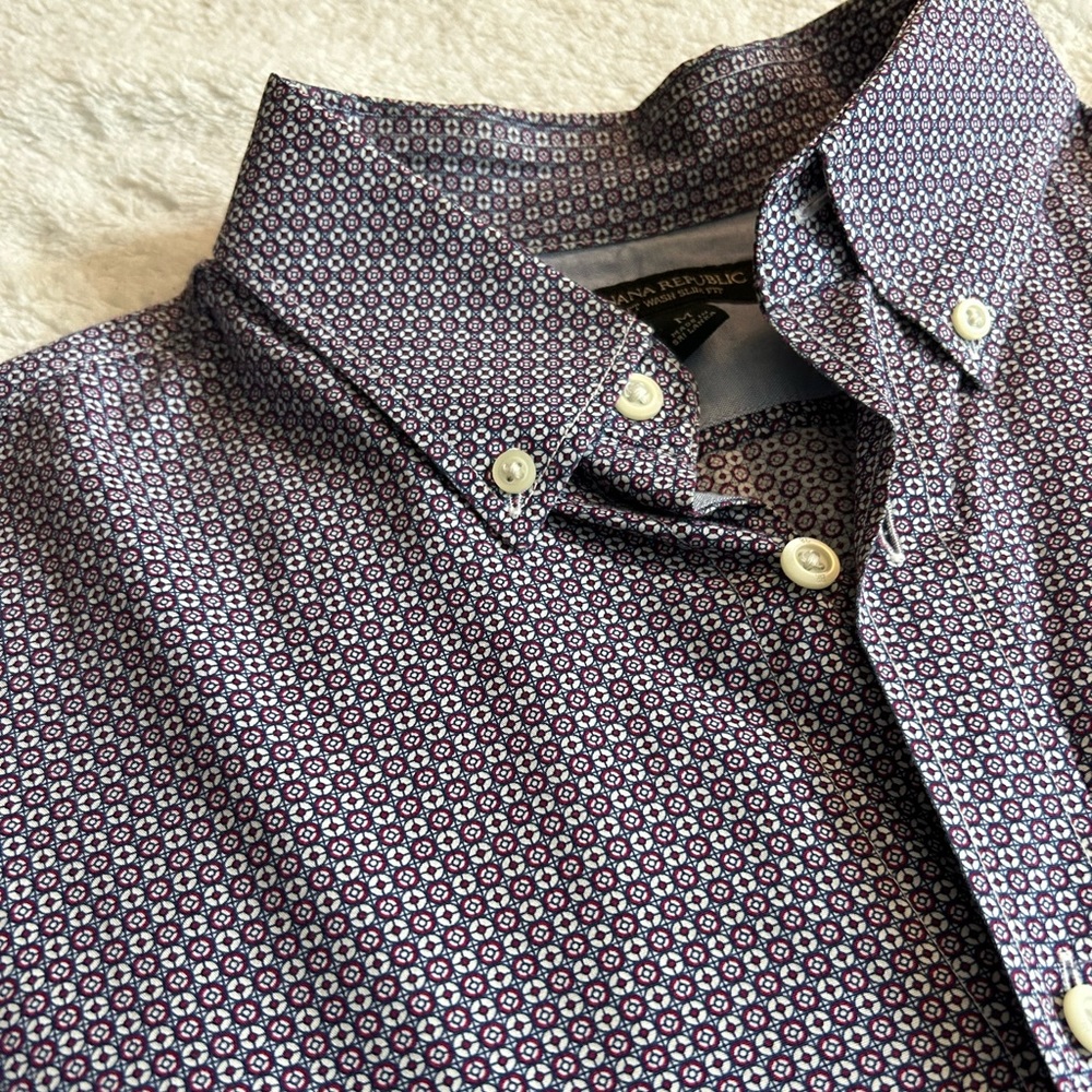 men’s banana republic patterned button down - Picture 3 of 5
